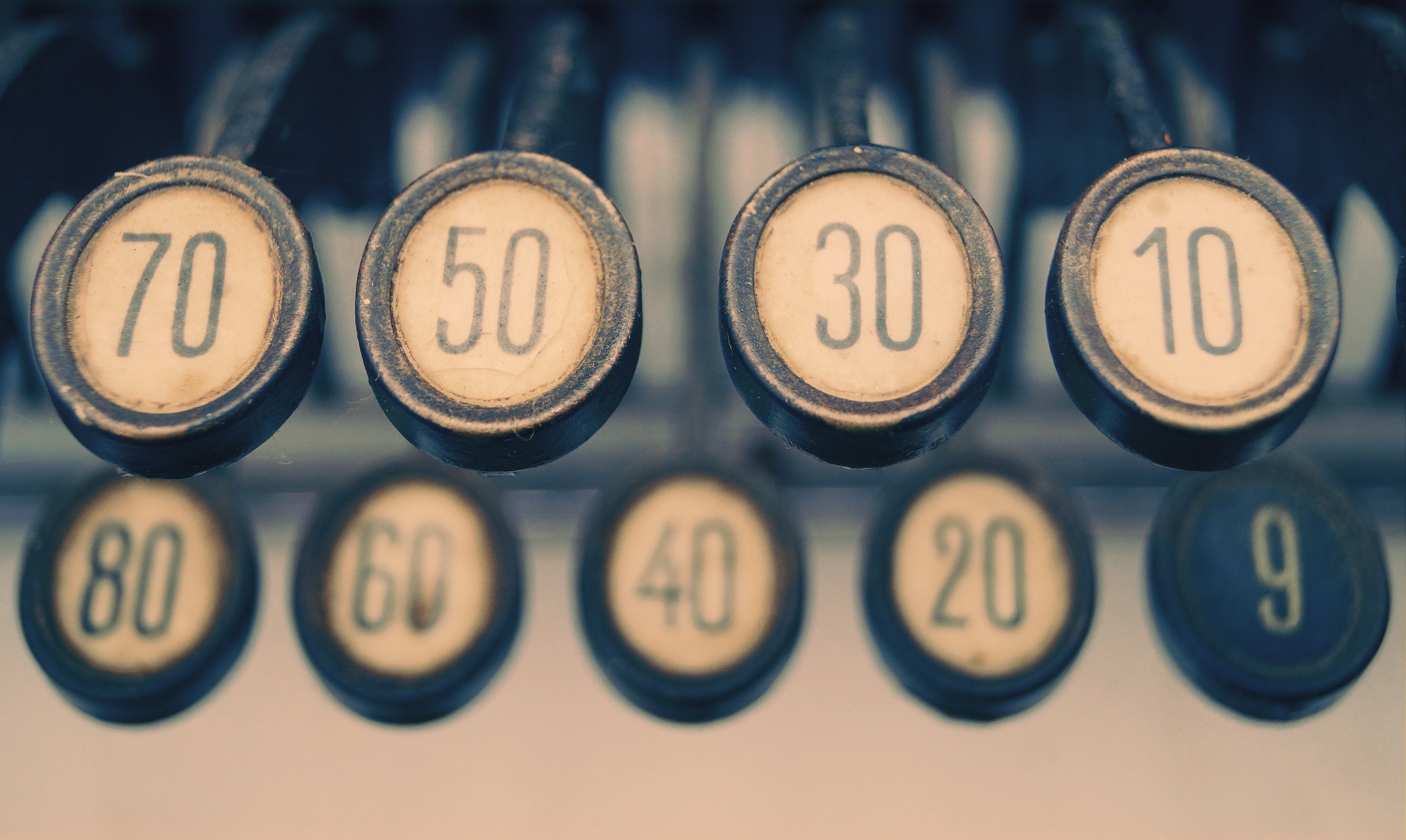 close-up shot of number keys on a typewriter