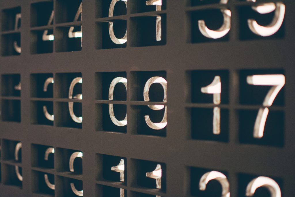 close-up shot of various numbers