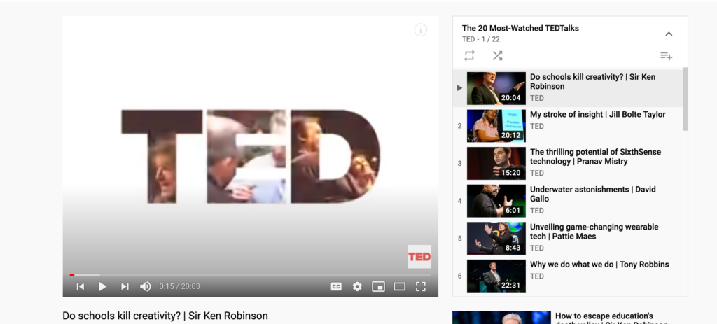 screenshot of a ted talk video on youtube