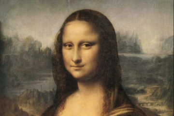 a close up shot of the mona lisa painting