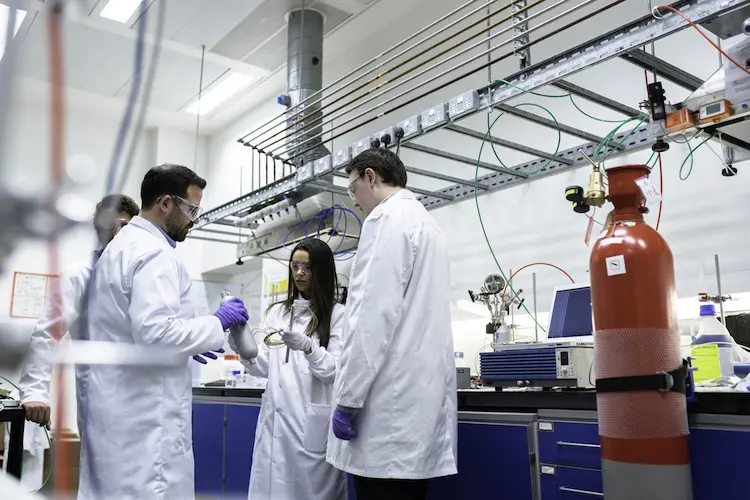 researchers working together in a laboratory