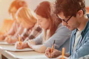 students taking an exam