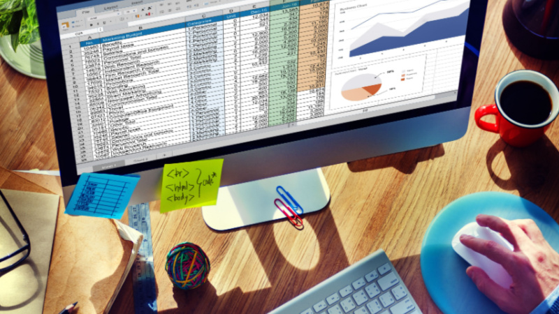 computer screen with a spreadsheet displayed on it 