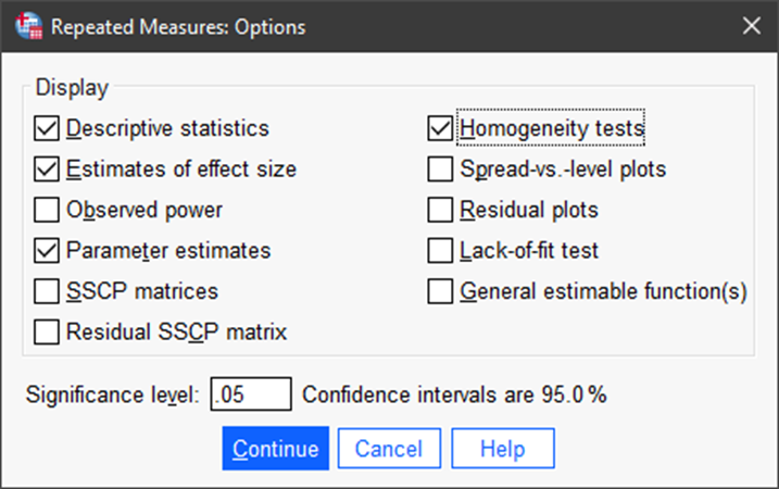 adding evaluation outputs in spss